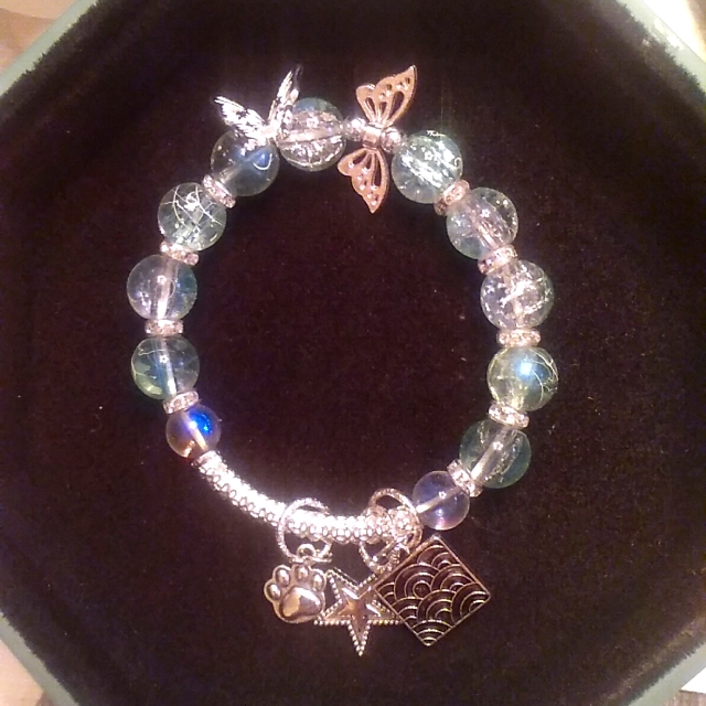 Beautiful Beautiful One Size Fits All Blue Glass Beads With Silver Decorating